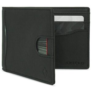 AKIELO RFID Blocking Bifold Card Wallet with Pull Tab and Gift Box – Stylish Mens Wallet – Credit Card Holder Wallets for Men (Delta Collection)