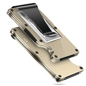 MUCO Credit Card Holder Wallet RFID Protection Lightweight Metal Travelling Daily Mens Womens Security Money Clip Gold