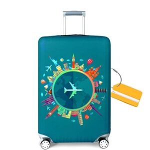 OrgaWise Travel Luggage Cover Elastic Suitcase Trolley Protector Cover for 22-28 Inch Luggage ( Send one Luggage tag Free) (L