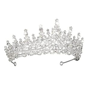 Brynnl Crystal Tiara Crown Baroque Queen Crown Silver Wedding Tiara for Women Girls Bridal Headband Silver Rhinestone Tiara Crowns Fit for Wedding Prom Birthday Party