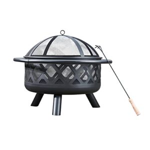 Teamson Home Large Outdoor Garden Round Wood Burning Fire Pit