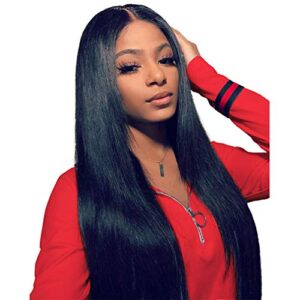 Lace Front Wigs Human Hair Transparent Lace 4x4 Wig Brazilian Hair Wigs Straight Black Swiss Lace Front Wig Human Lace Front Wig With Baby Hair For Women Brazilian Hair Wig 16 Inch 1b Color Human Hai