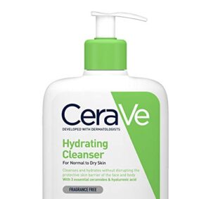 CeraVe Hydrating Cleanser for Normal to Dry Skin 473ml with Hyaluronic Acid & 3 Essential Ceramides