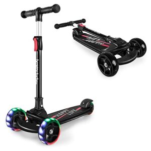 besrey Kids Scooter - Big Wheels Foldable Kick Scooter with Flashing LED Lights for Boys Girls