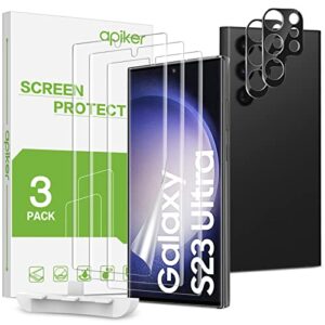 apiker 3+2 Pack Compatible with Samsung Galaxy S23 Ultra Screen Protector and Camera Lens Screen Protector