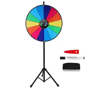 Voilamart 24" Prize Wheel 14 Slots Dry Erase Wheel of Fortune Spinning Wheel with Tripod Floor Stand for Spinning Game Party Pub Tradeshow