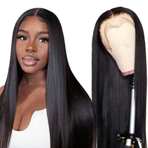 Human Hair Wig T Part Lace Front Wig Straight Wigs For Women Human Hair Black Wig 100% Real Hair Transparent Lace Wig 22 inch
