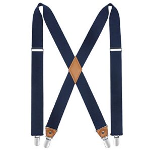 HISDERN Men's Braces with Very Strong 4 Clips Heavy Duty Suspenders X Style Adjustable Suspende