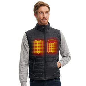 CONQUECO Men's Heated Vest Jacket: Slim Fit Electric Heating Gilet with Battery Pack in Winter Warm for Outdoor Camping Hiking Hunting