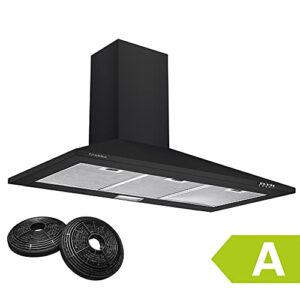CIARRA CBCB9201 Energy Efficiency A Cooker Hoods 90cm Black Chimney Hood Recirculating & Ducting Kitchen Ventilation Extractor Hood with Carbon Filters            [Energy Class A]