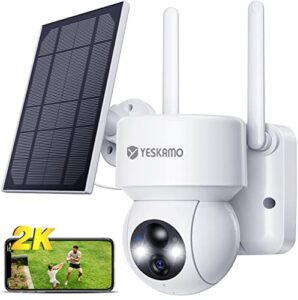 YESKAMO 2K Solar Security Camera Outdoor Wireless WiFi