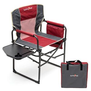 SUNNYFEEL Directors Chairs Folding Camping Chair for Adults with Table Side Pocket Heavy Duty up to 300 lbs Outdoor Lawn Garden Makeup