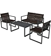 COSTWAY 5/6 Piece Folding Patio Bistro Set, Outdoor Dining Furniture with 4 Chairs, 1 Table and U...