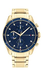 Tommy Hilfiger Analogue Multifunction Quartz Watch for Men with Gold Coloured Stainless Steel Bracelet - 1791834
