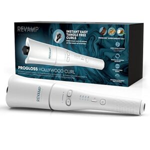 REVAMP Progloss Hollywood Curl Automatic Rotating Hair Curler - Curling Iron with Ionic Jet Technology and Ceramic Barrel