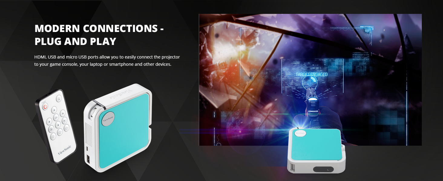 ViewSonic M1 mini Pocket LED Ultra-Portable Projector Integrated JBL Audio Speaker WVGA HDMI USB