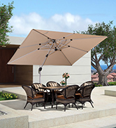 PURPLE LEAF 3 X 3 M Garden Cantilever Parasol with Led Solar Lights Bar, Large Square Overhanging...