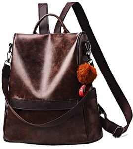 Women Daypack Backpack Lightweight Stylish Purse Waterproof Nylon or PU Leather Fashion Medium Shoulder Bag Anti-theft Travel Daypack Rucksack (L