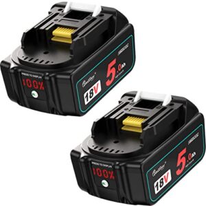 2 Pack Waitley BL1850B 18V 5.0Ah Battery Compatible with Makita 18V BL1850 BL1850B BL1860 BL1840 BL1840B BL1830B BL1830 BL1820 BL1815 BL1835 BL1845 LXT-400 LED Indicato
