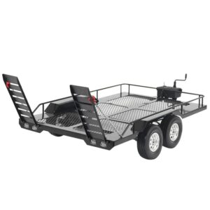 Vbestlife RC Trailer Metal Trail Car Trailer Accessory with Four Tires Compatible with TRX4 1/10 RC Ca