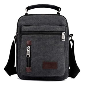 A-QMZL Mens Shoulder Bag Canvas Messenger Bags Travel Crossbody Bag Large Capacity Casual Handbag with Multiple Pockets for Working Shopping Hiking Daily Use