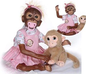 ZIYIUI Reborn Monkey Doll Baby Girls 21inch 52cm Soft Silicone Vinyl Quality Realistic Handmade Real Life Newborn Baby Toys Cheap Toys Best for Children Reborn Babies