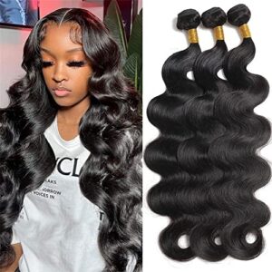 Body Wave Bundles Human Hair Bundles 10A Grade 100% Unprocessed Brazilian Virgin Hair Bundles Body Weave Wavy Bundles Human Hair (16 18 20)
