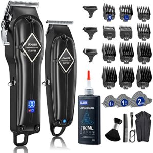 GLAKER Professional Hair Clippers Men + T-Blade Trimmer Kit