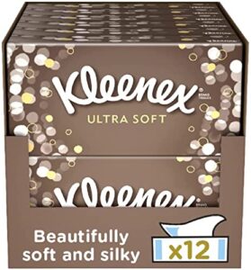 Kleenex Ultra Soft Facial Tissues - Pack of 12 Tissue Boxes - Our Softest Tissue - Supremely soft and silky tissues designed with luxury in mind