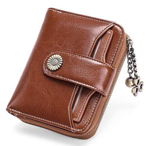 SENDEFN Purses for Women Genuine Leather Small Bifold Compact Womens Wallet with RFID Protectio