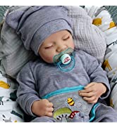 JIZHI Reborn Babies - 17 Inches Handmade Lifelike Baby Dolls Boy Soft Cloth Body, Like a Real Bab...