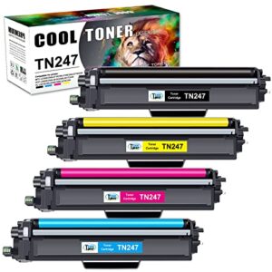 Cool Toner Compatible TN-243CMYK Toner Value Pack for Brother TN247 TN-247 TN243 DCP-L3550CDW DCP-L3510CDW HL-L3210CW MFC-L3770CDW HL-L3230CDW MFC-L3750CDW MFC-L3730CDN (Black Cyan Yellow Magenta)