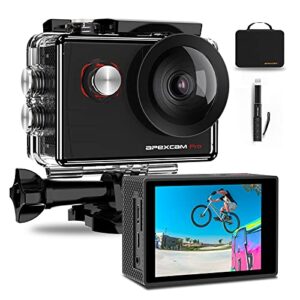 Apexcam M90 Pro EIS Action Camera 4K 20MP WIFI for Sports 170°Wide-Angle 40M Waterproof with Remote Control Selfie Stick 2 Rechargeable Batteries and Accessories Ki