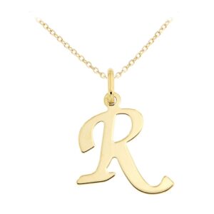 Lucchetta - 9ct Yellow Gold Letter R Initial Name Pendant Necklace 17.7 inch (45cm)