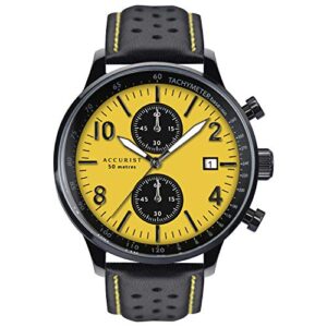 Accurist Mens 44mm Sports Japanese Quartz Watch in Yellow with Chronograph Date Display