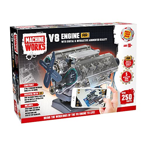 Machine Works MWH10 Build Your Own V8 Engine Toy - Replica Model Building Kit - Features Augmented Reality