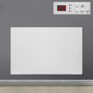Purus Eco Electric Radiator Panel Electric Heater Bathroom Safe Setback Timer Lot 20 & Advanced Thermostat Control Wall Mounted or Floor Standing Low Energy Panel Heater Electric Heater (1200W)