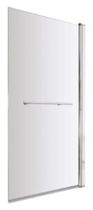 VeeBath Jade 6mm Square Edge Toughened Safety Glass Bath Screen with Towel Rail Shower Chrome - 1400x800mm…