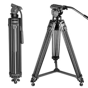 Neewer Professional 155cm Aluminum Alloy Video Camera Tripod with 360 Degree Fluid Drag Head
