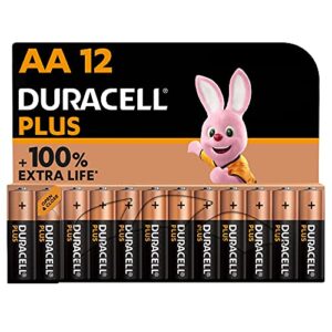 Duracell Plus AA Batteries (12 Pack) - Alkaline 1.5V - Up To 100% Extra Life - Reliability For Everyday Devices - 0% Plastic Packaging - 10 Year Storage - LR6 MN15