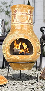 La Hacienda Chimenea Fire Outdoor Garden Patio Cooking Wood Log Party Handmade Handpainted Stand