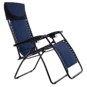 Azuma Zero Gravity Reclining Relaxer Chair Multi Position Garden Outdoor Patio Sunlounger (Padded Two Tone Blue)