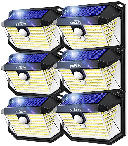 6 Pack Solar Security Lights Outdoor Super Bright 178 LED Solar Wall Lights 270° Wide Angle Solar Motion Sensor Lights IP65 Waterproof Outside Solar Powered Security Lighting for Fence Garden            [Energy Class A+++]