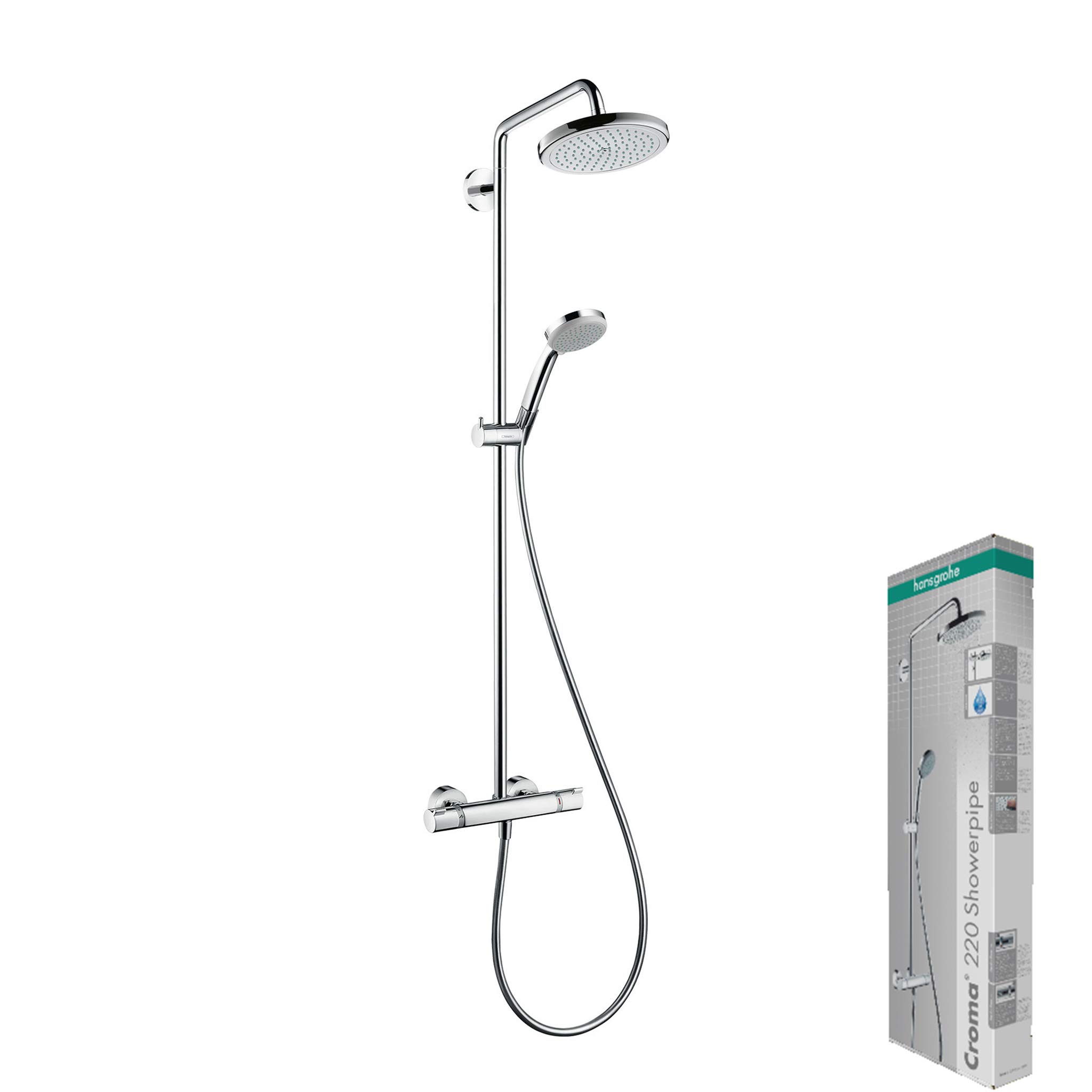 hansgrohe Croma Showerpipe 220 1jet with thermostatic shower mixe