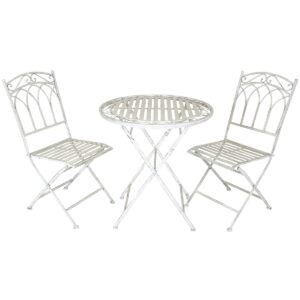 Charles Bentley Rustic Wrought Iron Bistro Set Lightweight Garden Outdoor