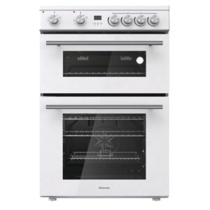 Hisense HDE3211BWUK 60cm Electric Cooker with Ceramic Hob-White A Rated Double Oven            [Energy Class A]