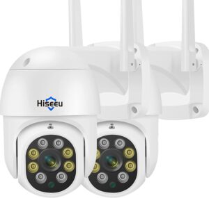 Hiseeu 【2Pcs in One Pack】 Security Camera Outdoor with Color Night Vision