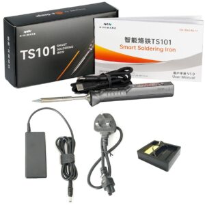 CROSS MARS Upgraded TS101 65W Smart Portable Digital Mini Fast Heating Temperature Adjustable Programmable Soldering Iron Kit (with UK Power Supply & BC2 Tip)