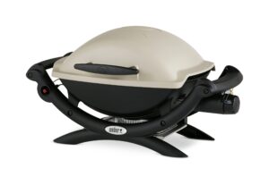 Weber Q1000 Gas Grill Barbeque | Table Top BBQ Grill & Char Griller | Cast Aluminium Lid Cover & Body | for Home or Travel | Portable Premium Classic Mini Gas BBQ - Titanium (50060074)