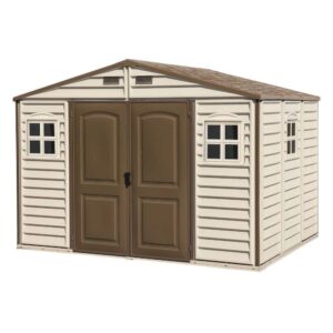 Duramax (30214-4) 10 x 8 Feet V2 Wood Side Vinyl Shed - Ivory/Brow